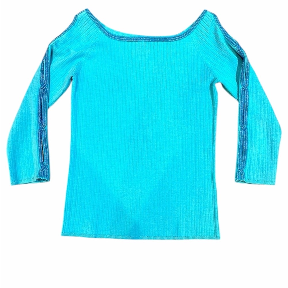 L.A.C.E. Women's Turquoise Ribbed‎ Cutout Shoulder Top – Size Small